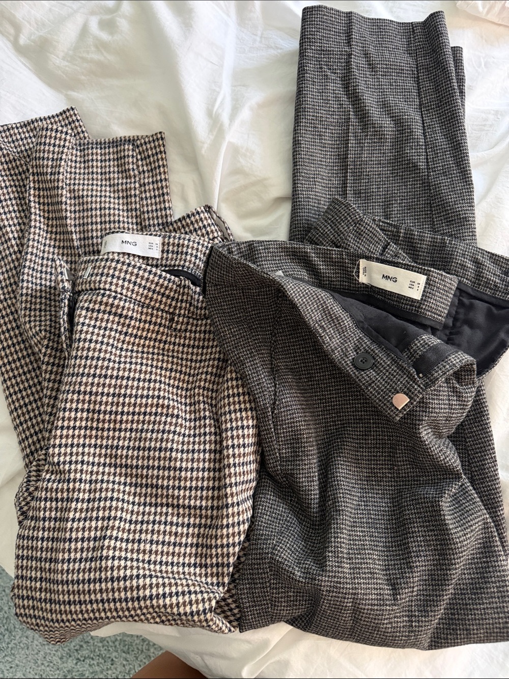 Mango women’s Checked Dress Pants in Brown and Gray